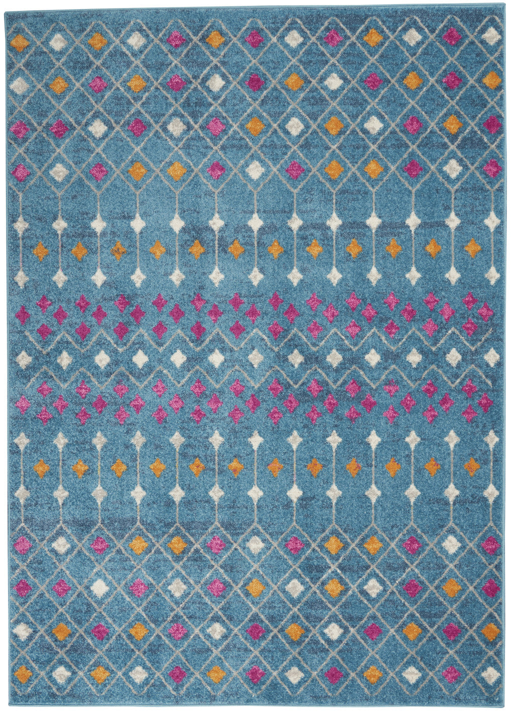 2' X 3' Blue And Orange Geometric Dhurrie Area Rug