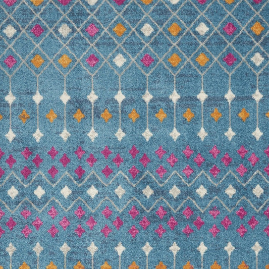 5' X 7' Blue And Orange Geometric Area Rug