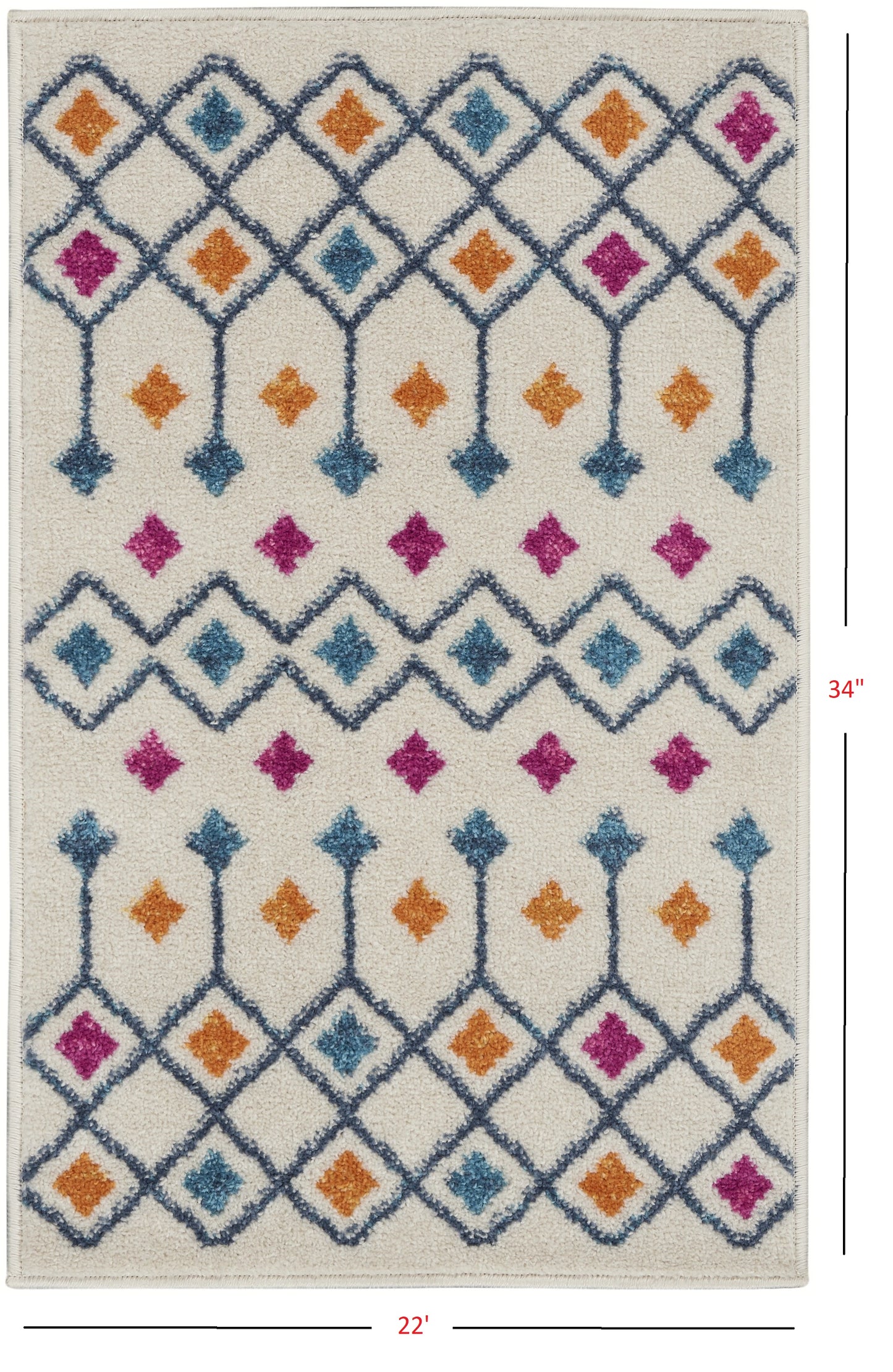 8' Blue And Ivory Geometric Dhurrie Runner Rug