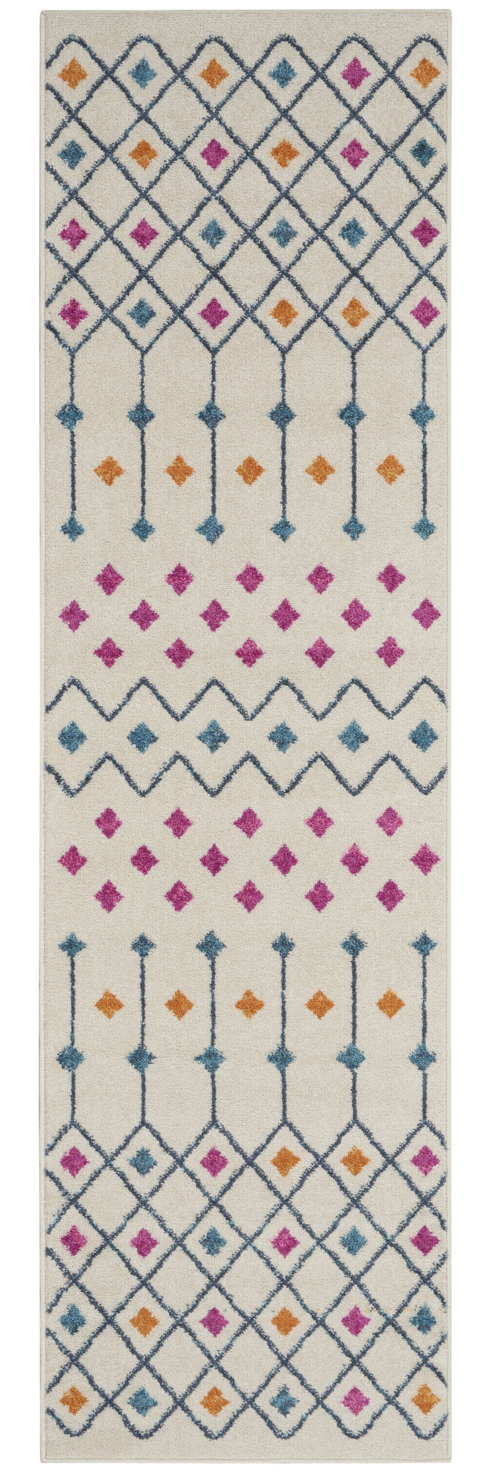 7' X 10' Blue And Ivory Geometric Dhurrie Area Rug