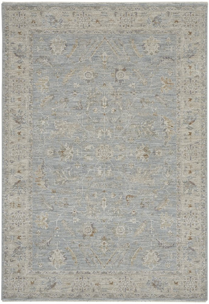 5' X 7' Ivory And Blue Geometric Area Rug