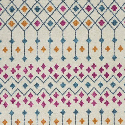 5' X 7' Ivory And Blue Geometric Area Rug