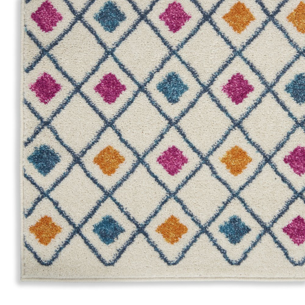 5' X 7' Ivory And Blue Geometric Area Rug