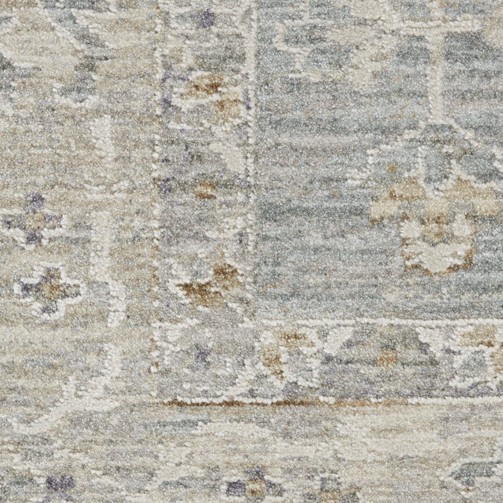 5' X 7' Ivory And Blue Geometric Area Rug