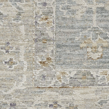 5' X 7' Ivory And Blue Geometric Area Rug