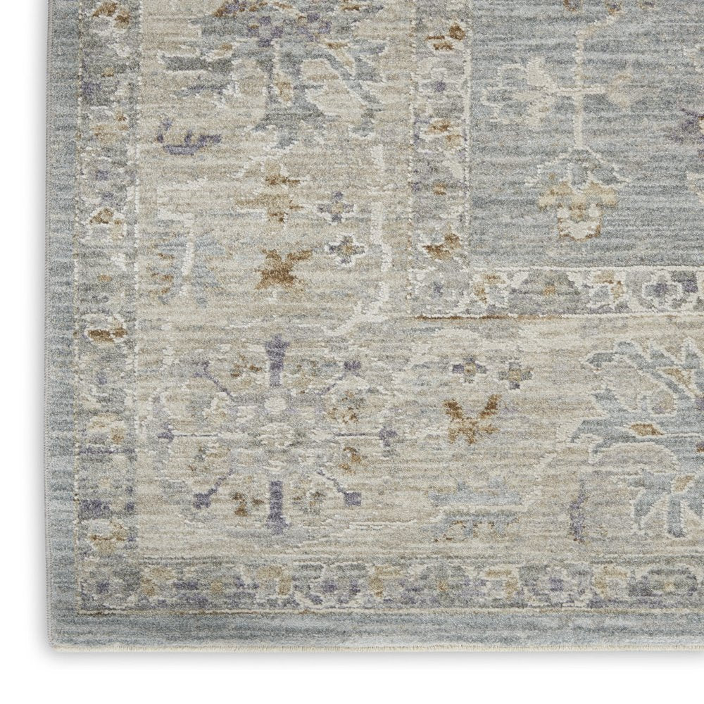 5' X 7' Ivory And Blue Geometric Area Rug