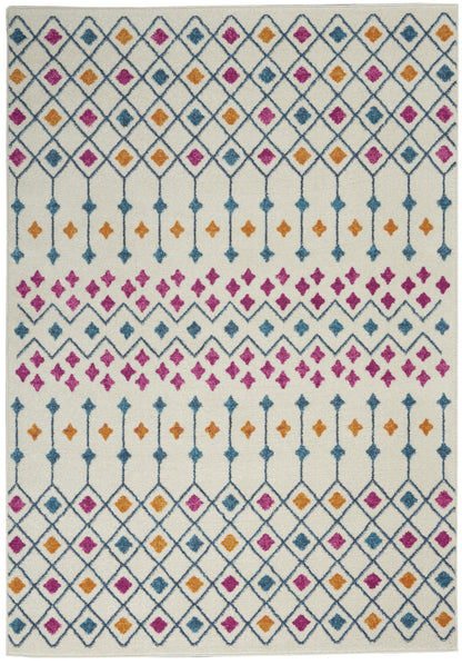 5' X 7' Ivory And Blue Geometric Area Rug