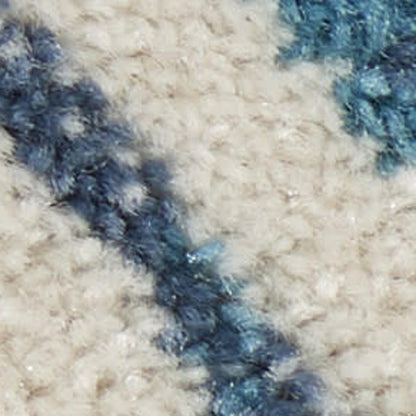 5' X 7' Ivory And Blue Geometric Area Rug