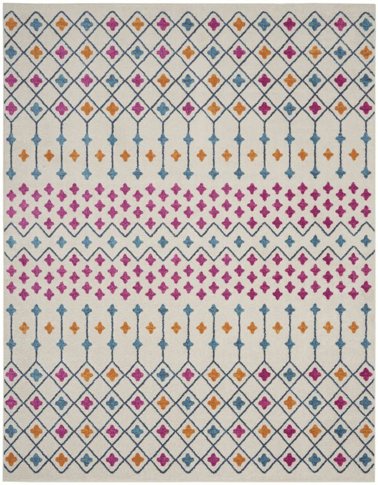 5' X 7' Ivory And Blue Geometric Area Rug