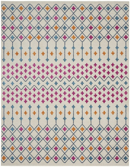 5' X 7' Ivory And Blue Geometric Area Rug