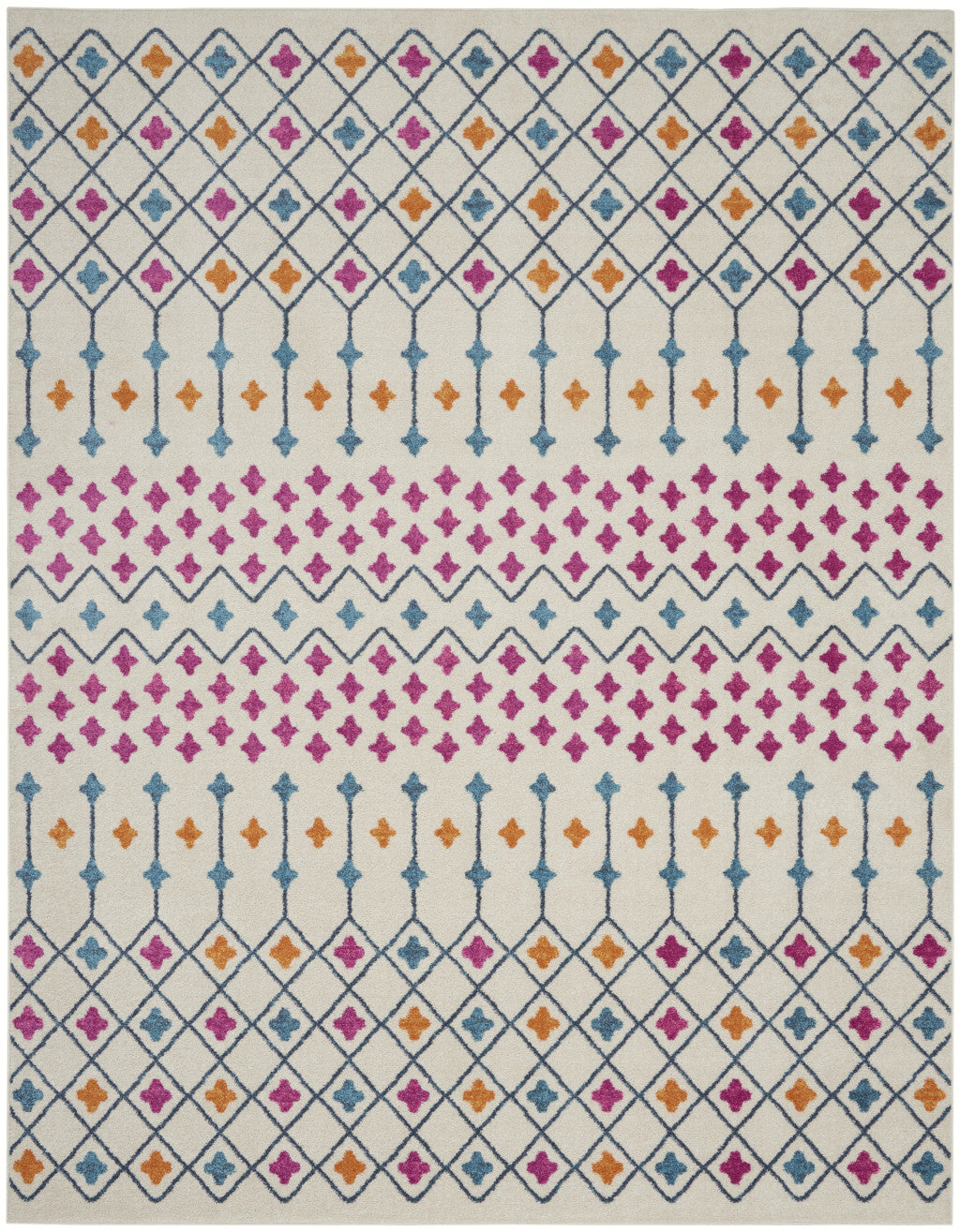 5' X 7' Ivory And Blue Geometric Area Rug