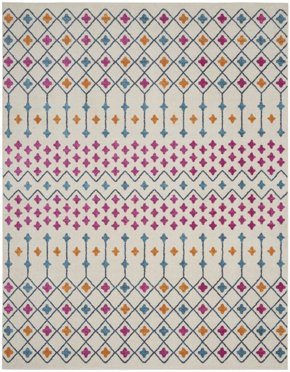 5' X 7' Ivory And Blue Geometric Area Rug