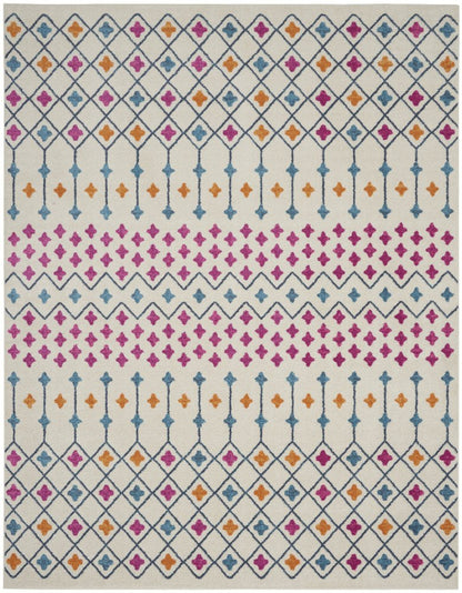 5' X 7' Ivory And Blue Geometric Area Rug