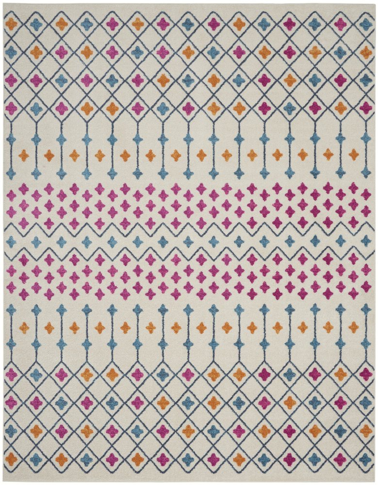 5' X 7' Ivory And Blue Geometric Area Rug