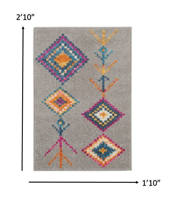 4' X 6' Gray Geometric Berber Area Rug