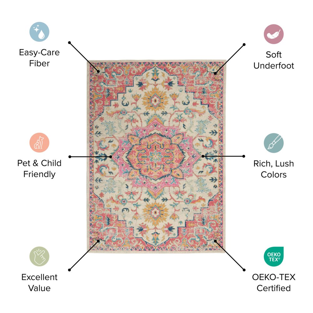5' X 7' Gray Blue And Orange Tribal Area Rug