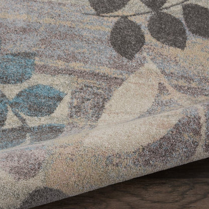 5' X 7' Gray Blue And Orange Tribal Area Rug