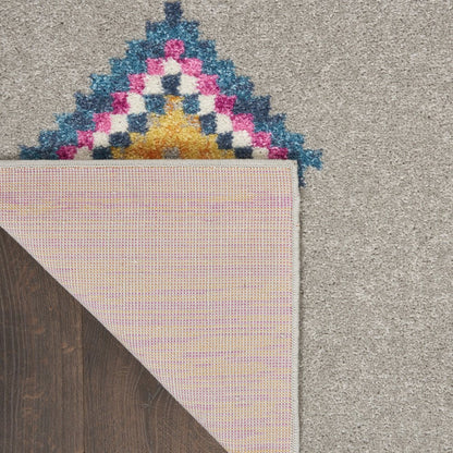 5' X 7' Gray Blue And Orange Tribal Area Rug