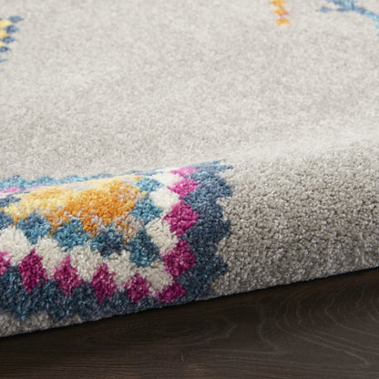 5' X 7' Gray Blue And Orange Tribal Area Rug