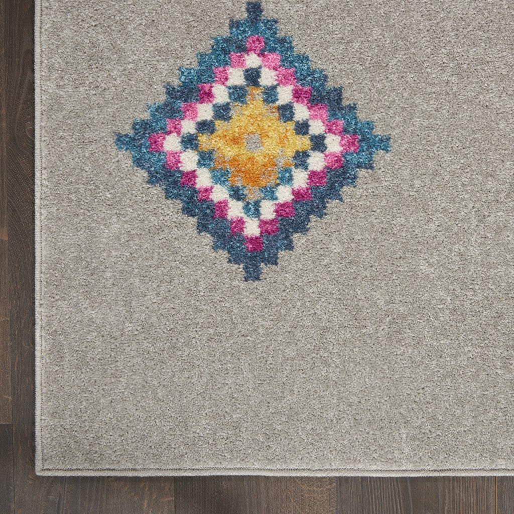 4' X 6' Gray Geometric Berber Area Rug