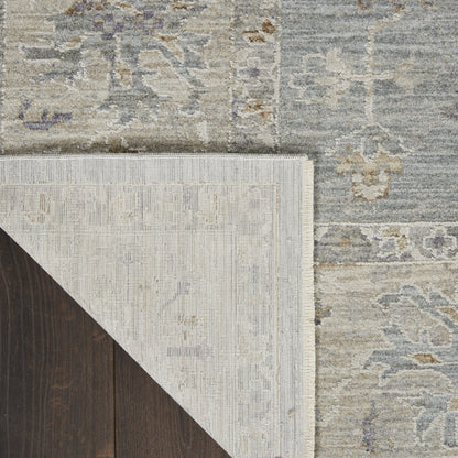 5' X 7' Blue Ivory And Pink Geometric Area Rug