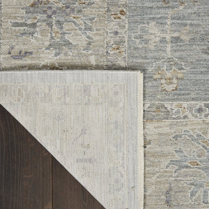 5' X 7' Blue Ivory And Pink Geometric Area Rug