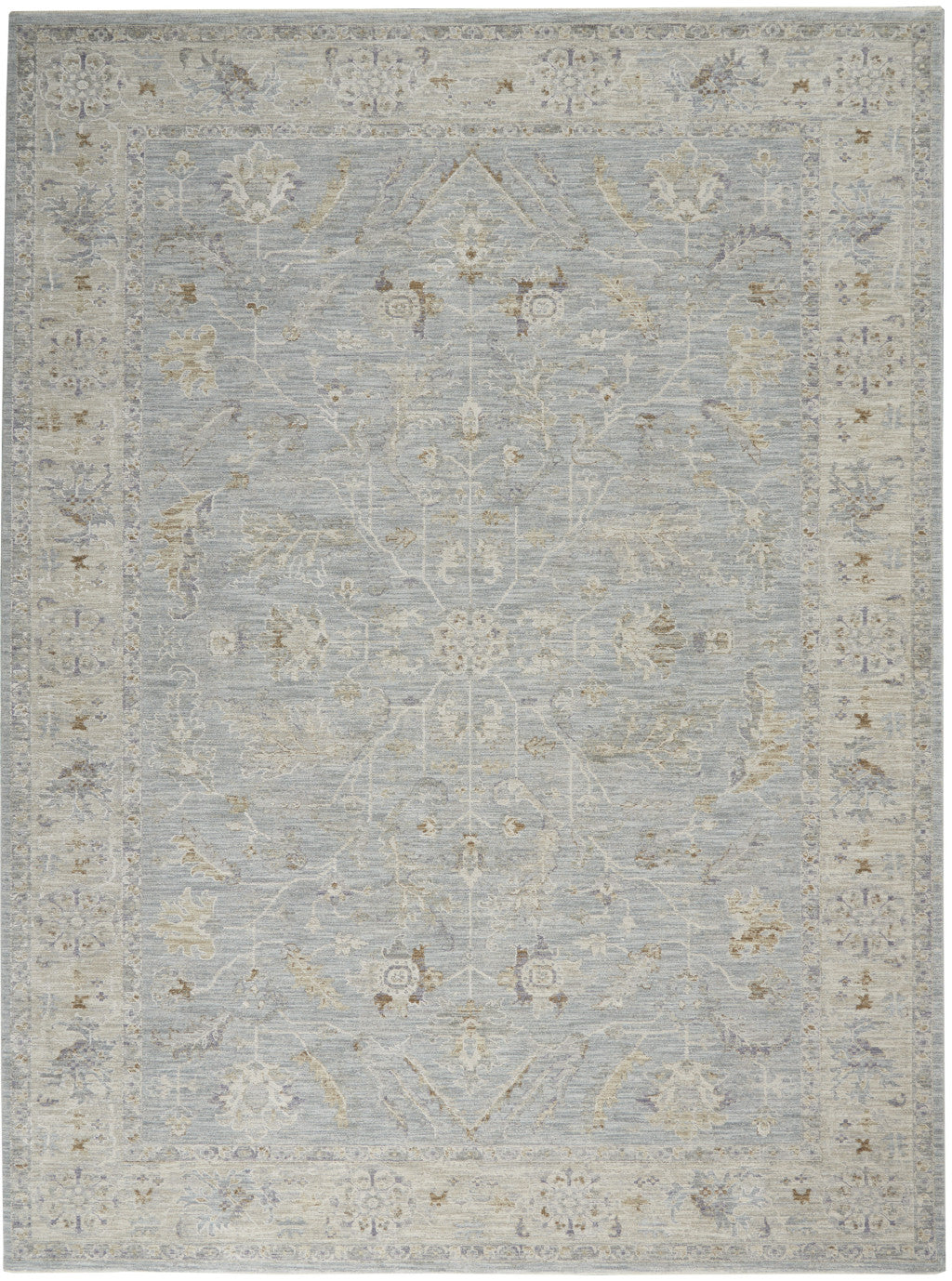 5' X 7' Blue Ivory And Pink Geometric Area Rug