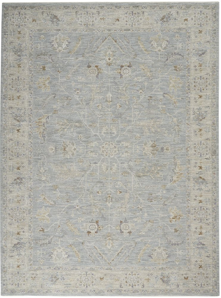 5' X 7' Blue Ivory And Pink Geometric Area Rug
