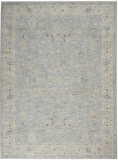 5' X 7' Blue Ivory And Pink Geometric Area Rug