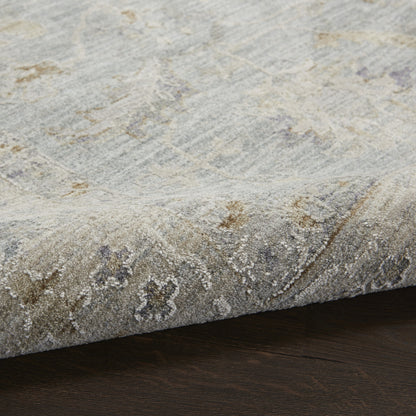 5' X 7' Blue Ivory And Pink Geometric Area Rug