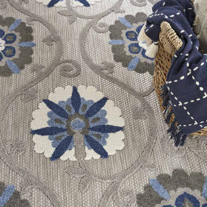 8' Blue And Orange Geometric Runner Rug