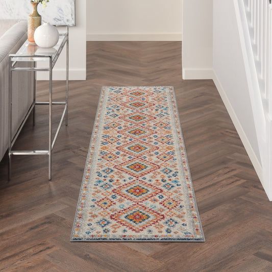 4' X 6' Gray And Ivory Geometric Dhurrie Area Rug