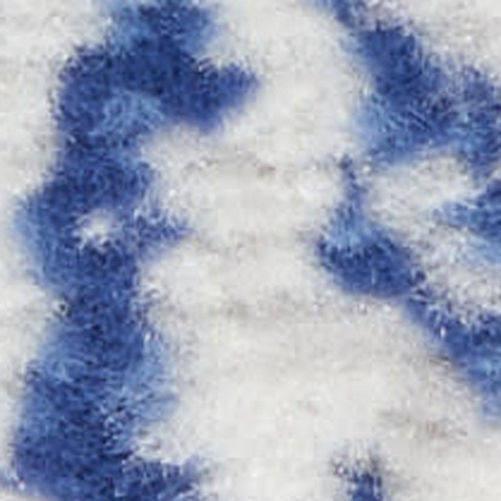 6' X 9' Ivory And Blue Damask Distressed Area Rug