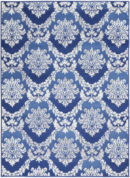 4' X 6' Blue Floral Dhurrie Area Rug