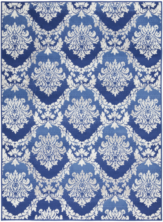 5' X 7' Blue Floral Dhurrie Area Rug