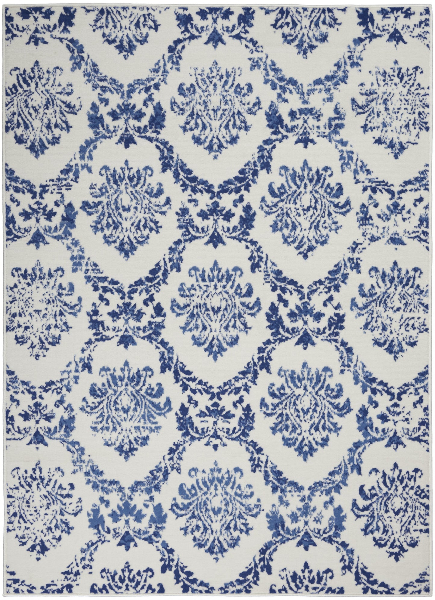 4' X 6' Blue Floral Dhurrie Area Rug