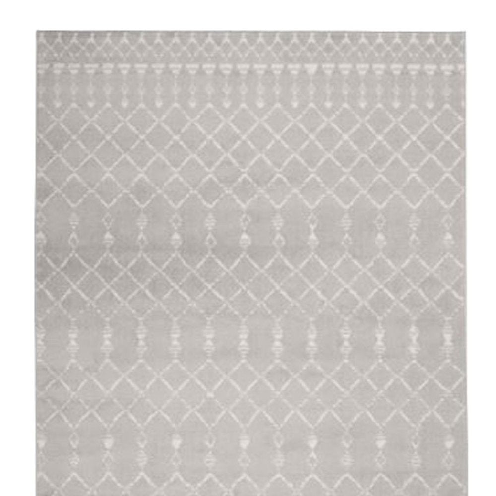 5' X 7' Gray And Ivory Geometric Area Rug