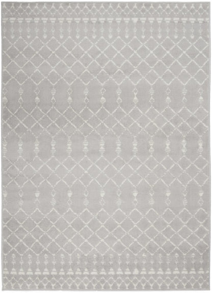 5' X 7' Gray And Ivory Geometric Area Rug