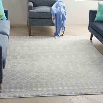 6' X 9' Ivory And Blue Geometric Area Rug