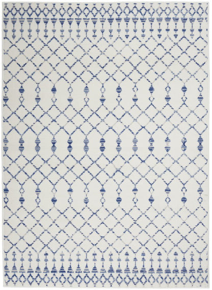 6' X 9' Ivory And Blue Geometric Area Rug