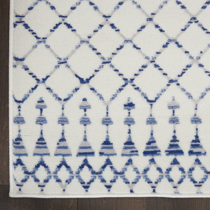 6' X 9' Ivory And Blue Geometric Area Rug