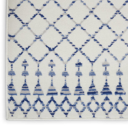 6' X 9' Ivory And Blue Geometric Area Rug