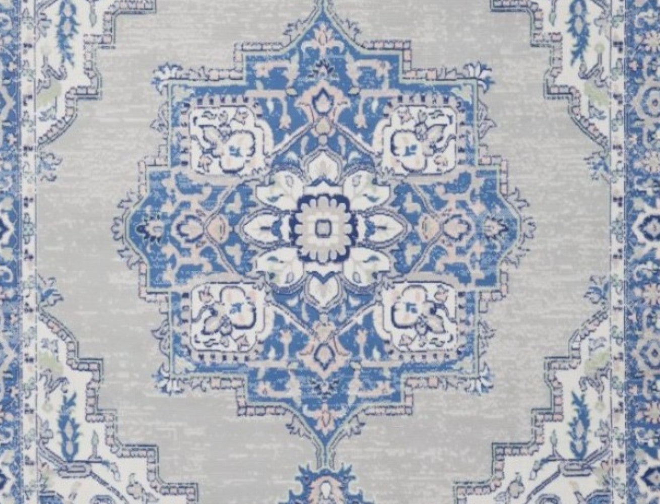 5' X 7' Blue Gray Floral Dhurrie Area Rug