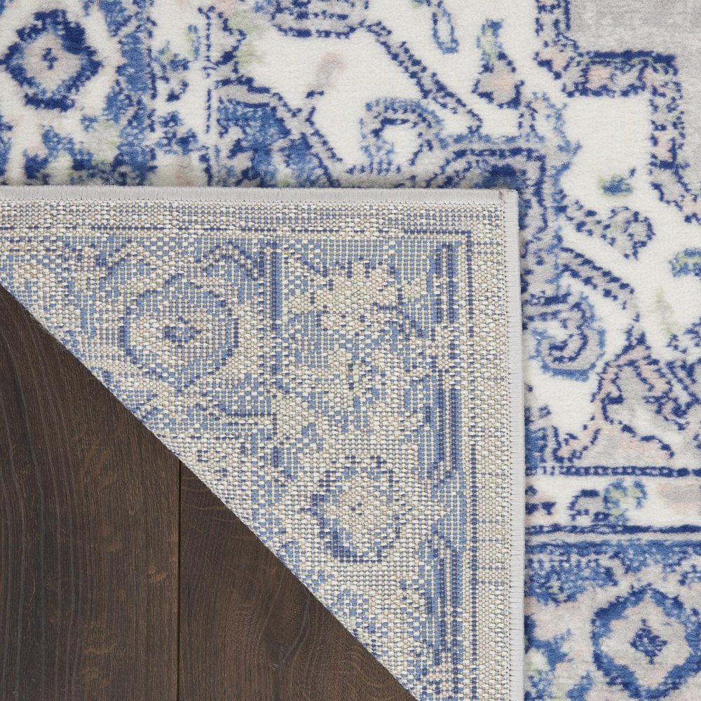 6' X 9' Blue And Gray Floral Area Rug