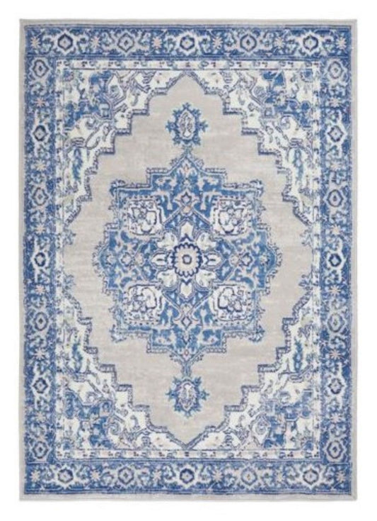 4' X 6' Blue Gray Floral Dhurrie Area Rug