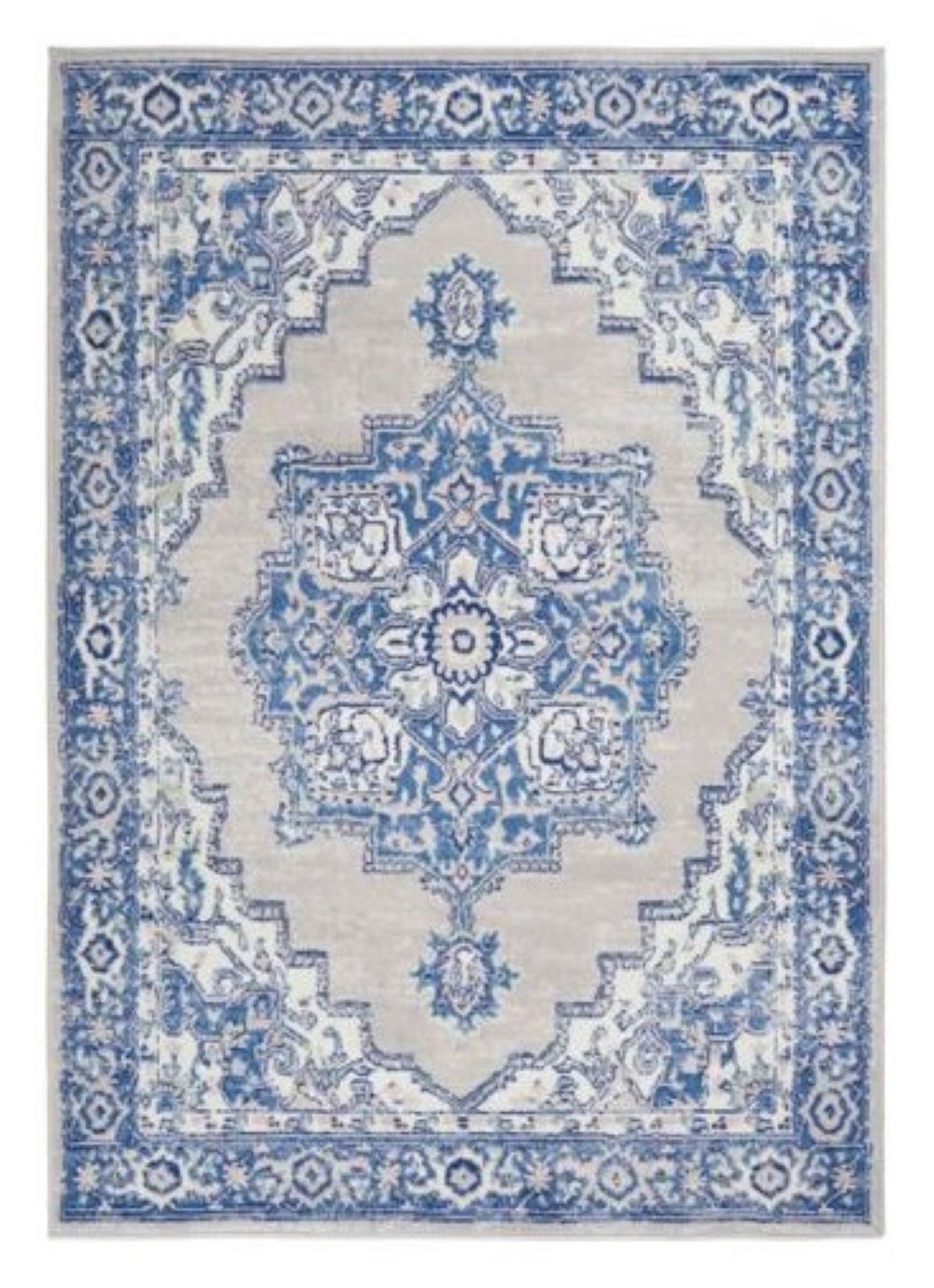 5' X 7' Blue Gray Floral Dhurrie Area Rug