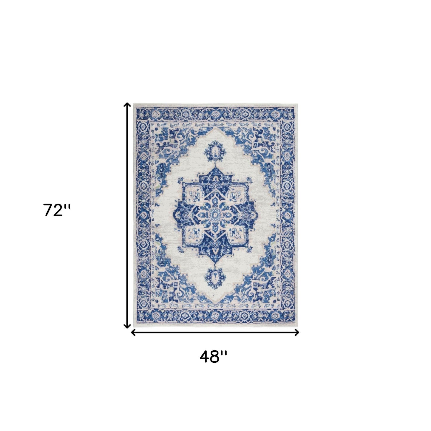 5' X 7' Blue Gray Floral Dhurrie Area Rug