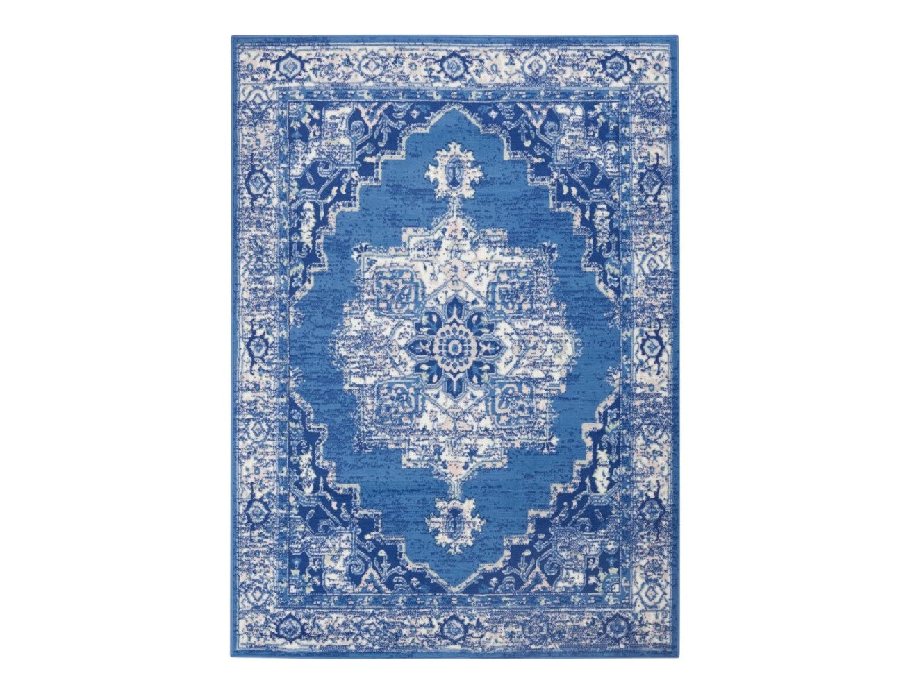 5' X 7' Blue Gray Floral Dhurrie Area Rug