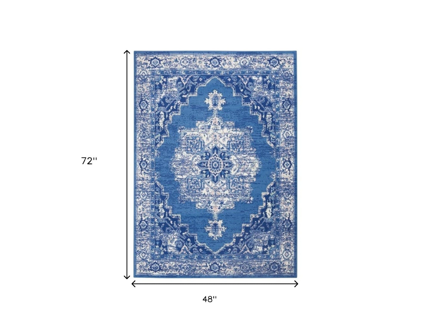 5' X 7' Blue Gray Floral Dhurrie Area Rug