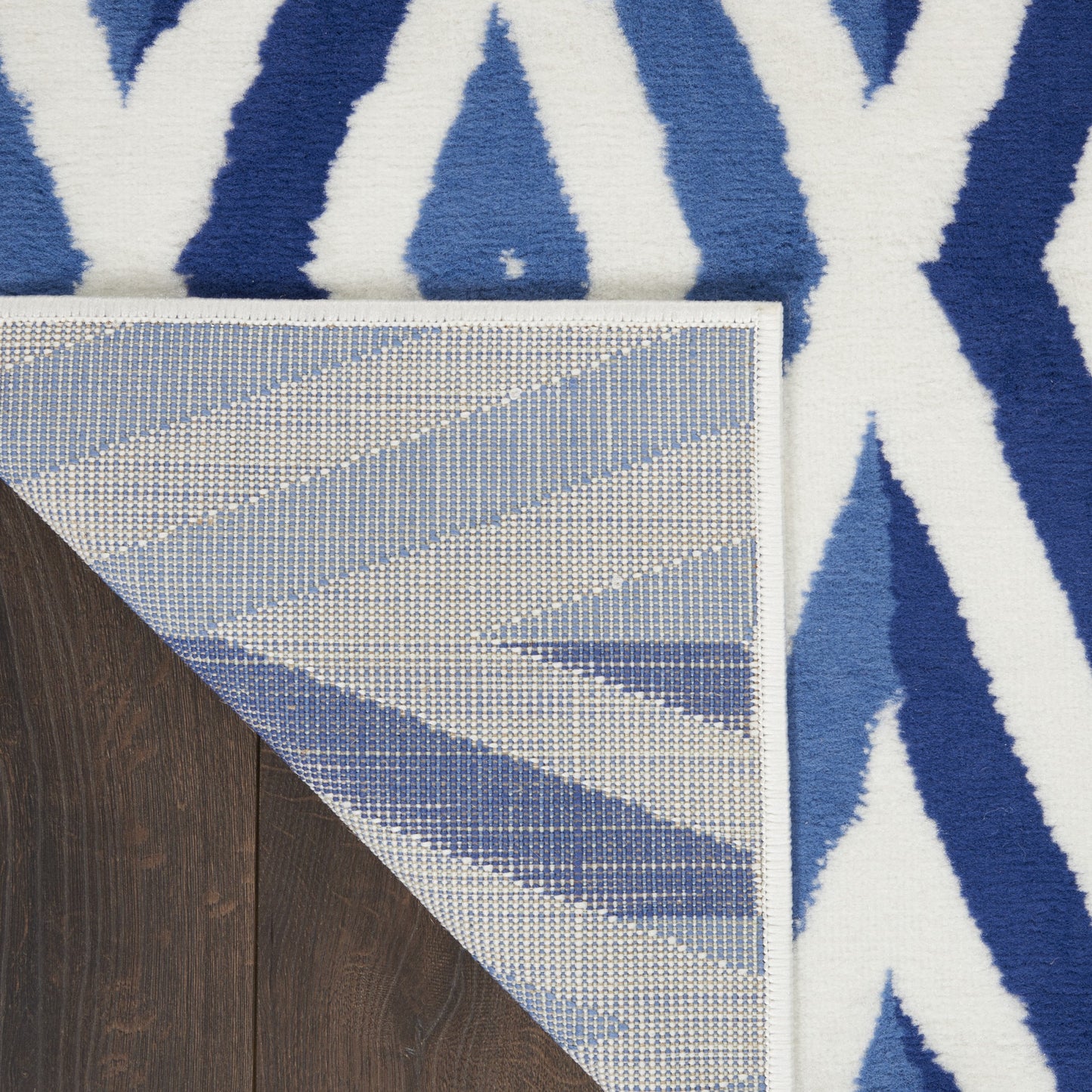 6' X 9' Blue And Ivory Geometric Dhurrie Area Rug